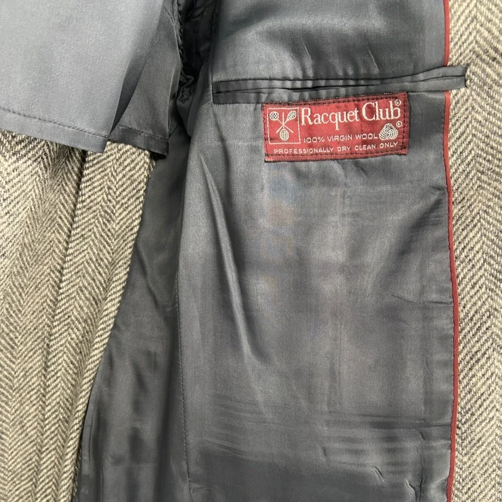 Vintage 1981 Hart Schaffner & Marx Racquet Club‎ Sport Coat 40R 100% Wool Gray